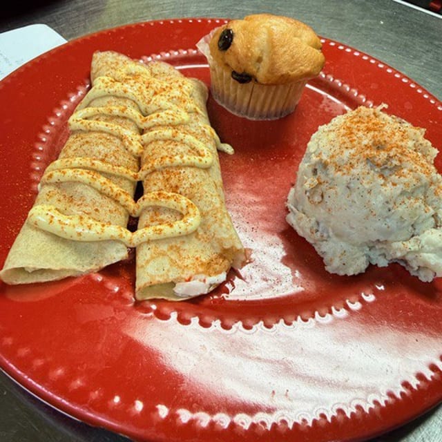Crab & Cream Cheese Crepes.